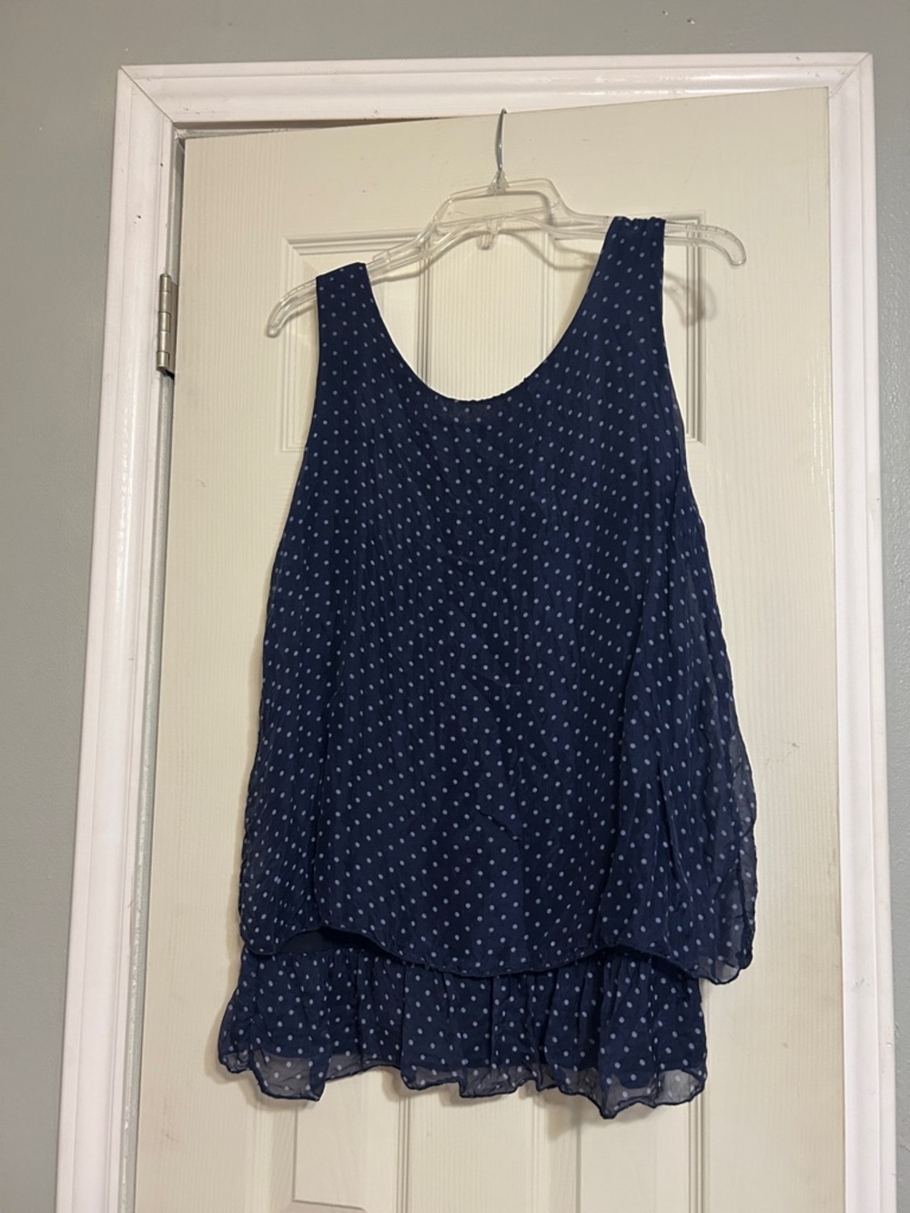 Giusy blue Polka Dot Silk blend Sleeveless Top